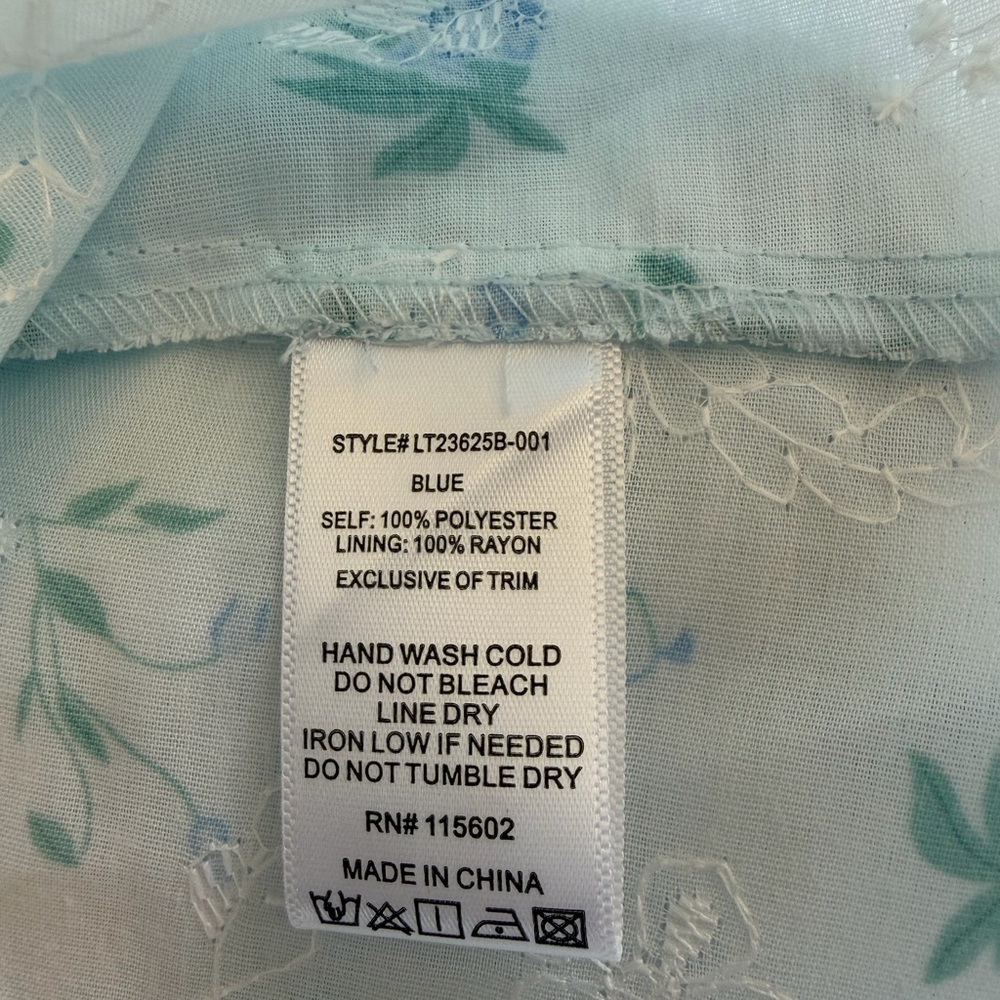 All In Favor Blue Floral Lace Up Crop Corset Top L Cottagecore Ruffle Blouse NWT - Picture 5 of 8